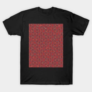 Hexagon Red Marble Pattern T-Shirt